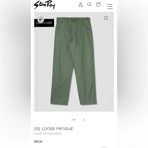 Stan Ray 32x33 OG 107 Fatigues - Picture 5 of 5